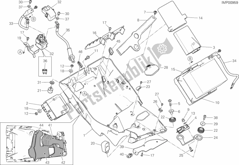 Alle onderdelen voor de Batterijhouder van de Ducati Multistrada 1200 S Touring USA 2017